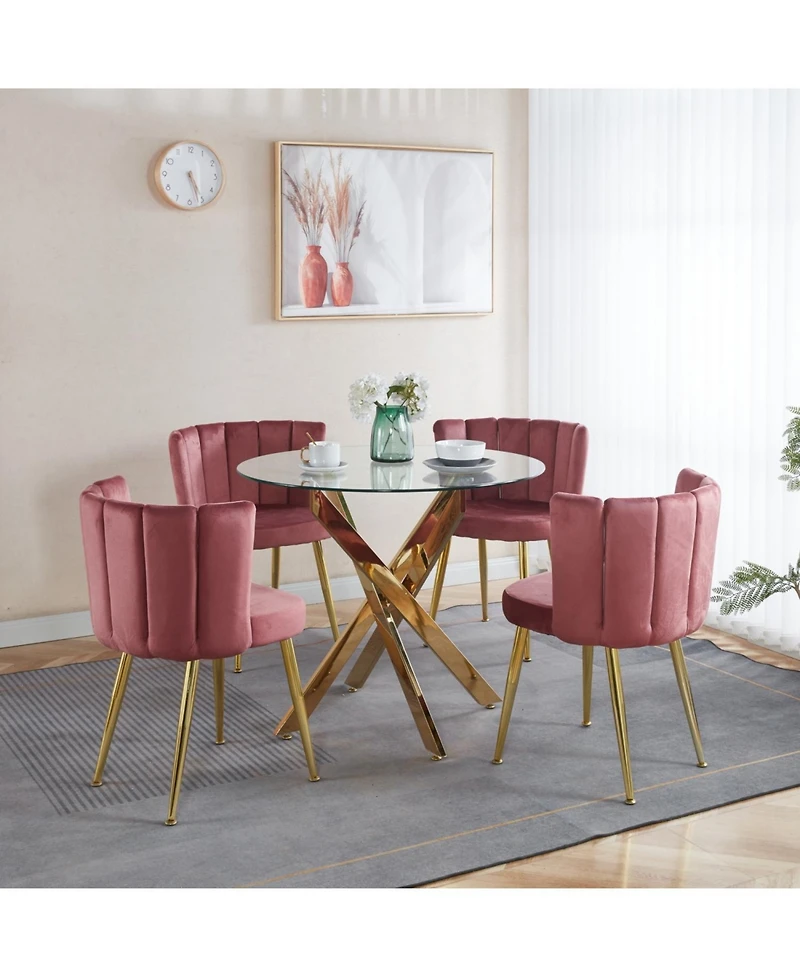 Streamdale Furniture Mid-Century Glass Top Dining Set