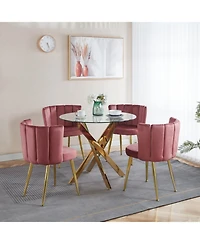 Streamdale Furniture Mid-Century Glass Top Dining Set