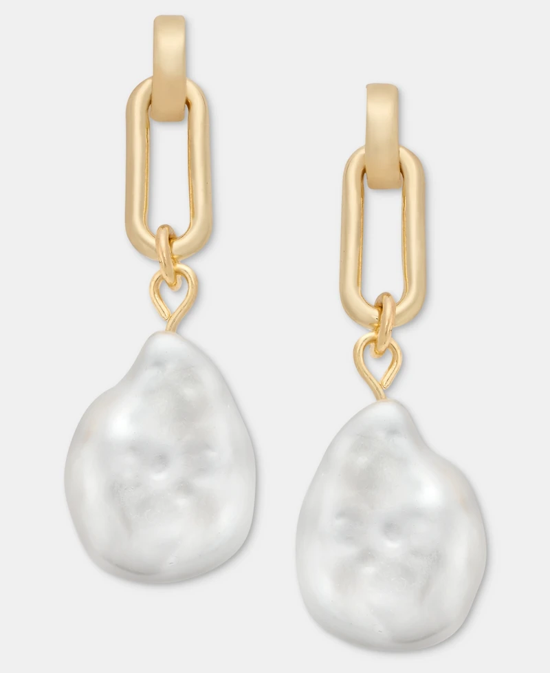 On 34th Gold-Tone Imitation Pearl Drop Earrings, Macy's Exclusive