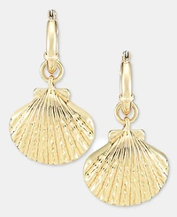 On 34th Shell Charm Hoop Drop Earrings, Macy's Exclusive