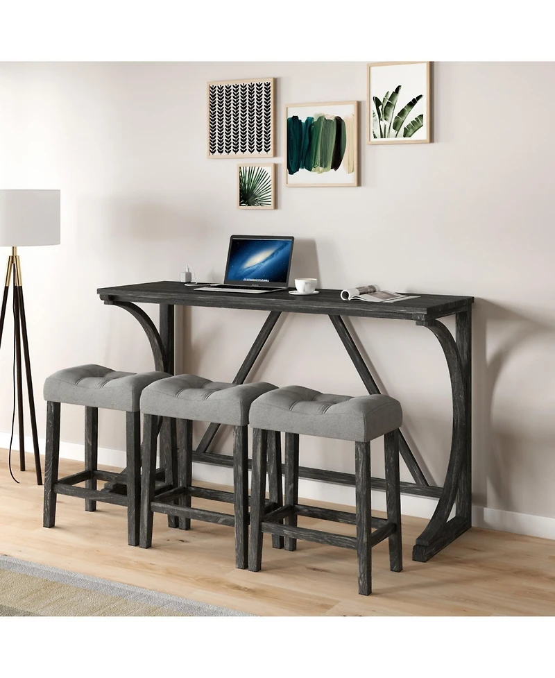 Streamdale Furniture Industrial Bar Table Set with Power Outlet