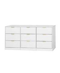 Streamdale Furniture White 9 Drawer Dresser, 63" Large Chest of Drawers