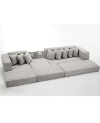 Streamdale Furniture Oversize Cloud Couch L-Shape Sofa Bed, 8 Pillows, Corduroy