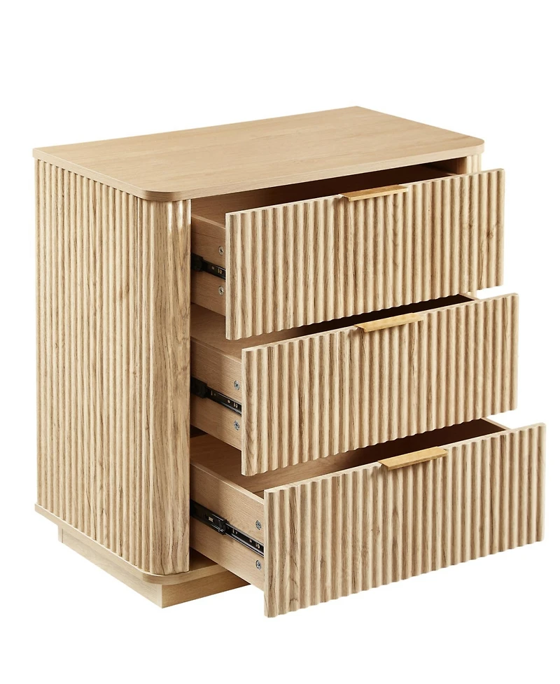 Streamdale Furniture 3 Drawer Dresser Set - Modern Nightstand, Oak Finish