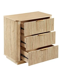 Streamdale Furniture 3 Drawer Dresser Set - Modern Nightstand, Oak Finish