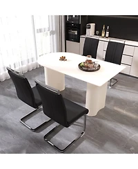 Streamdale Furniture 63" Cream Mdf Dining Table & Pu Chair Set