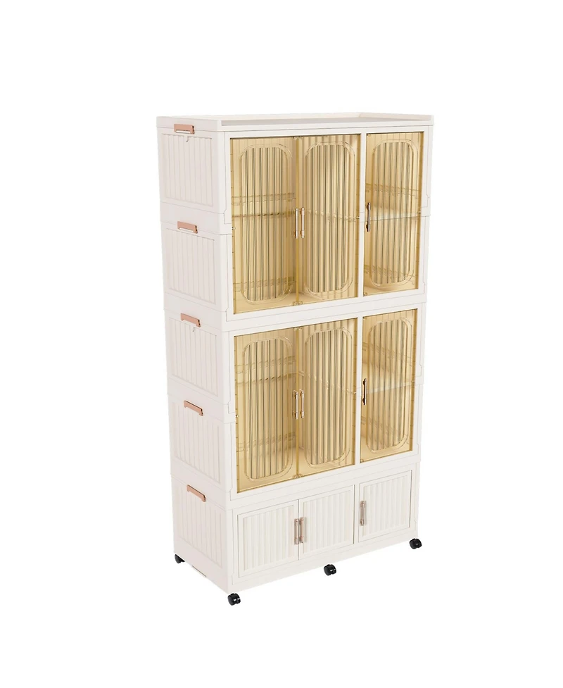 Streamdale Furniture Portable Wardrobe Closet Organizer, 9 Cubes & 2 Rods, White