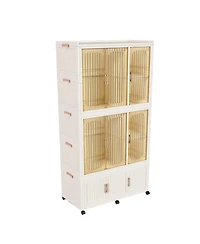 Streamdale Furniture Portable Wardrobe Closet Organizer, 9 Cubes & 2 Rods, White