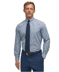 B by Brooks Brothers Men's Regular-Fit Check Pinpoint Dress Shirt