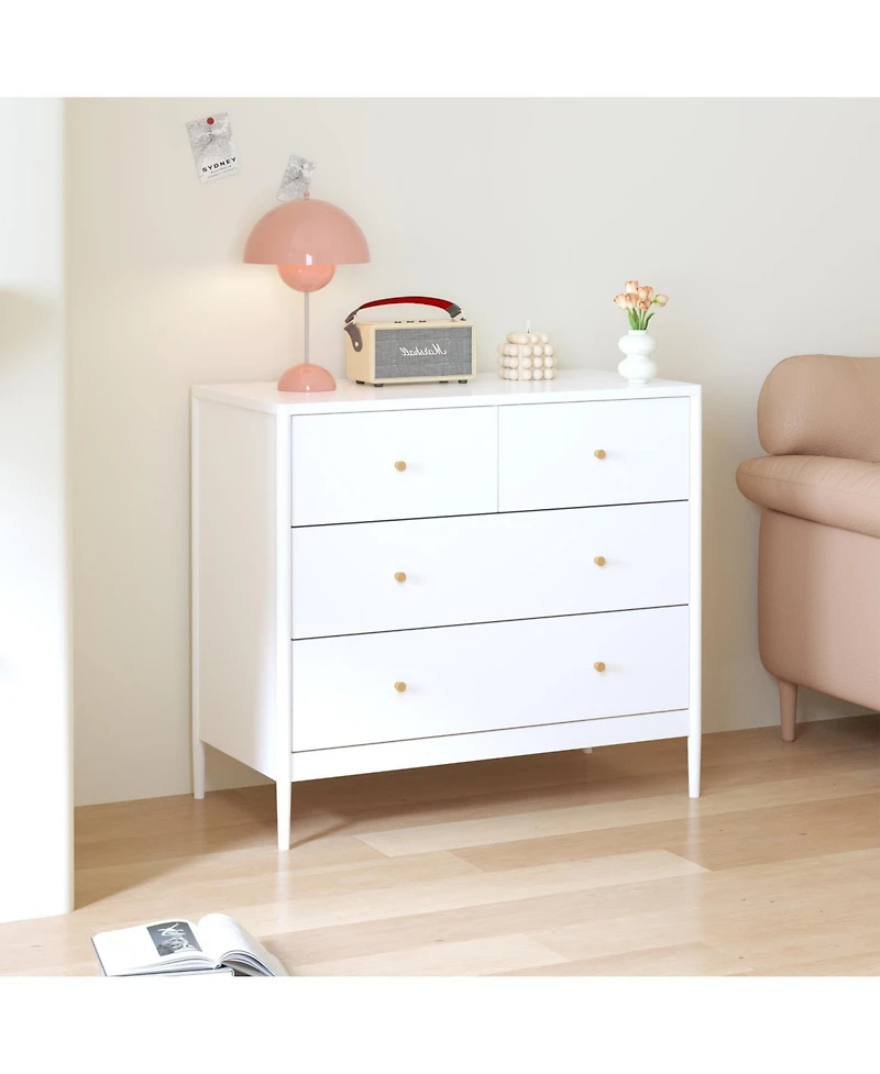 Streamdale Furniture Streamdale White 4-Drawer Kids Dresser - Toddler Bedroom/Nursery Storage