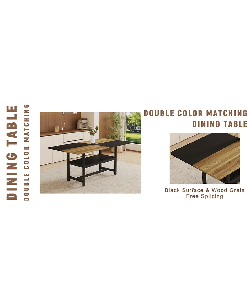Streamdale Furniture Streamdale Wooden Dining Table Set with 8 Brown Chairs
