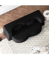 Streamdale Furniture Modern Convertible Teddy Fabric Sleeper Sofa Bed with 2 Pillows