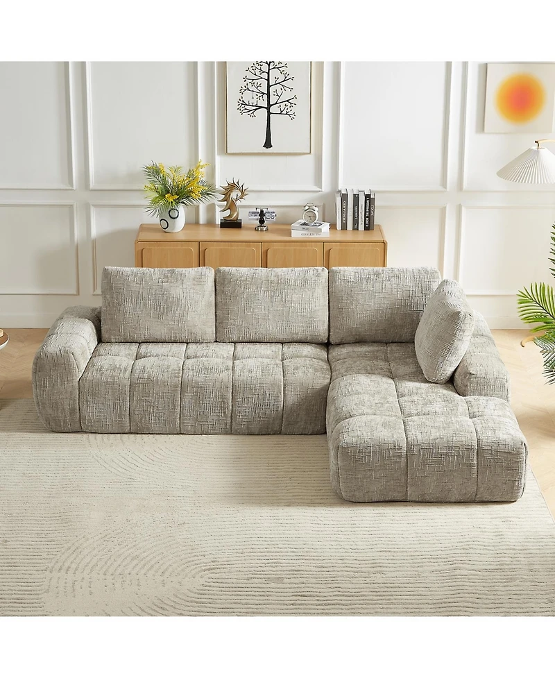 Streamdale Furniture Chenille L-Shape Sectional Sofa, Comfy Sleeper Couch, No Assembly