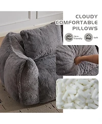 Streamdale Furniture Giant Bean Bag Couch, Ultra Soft Fluffy Loveseat Sofa, Grey