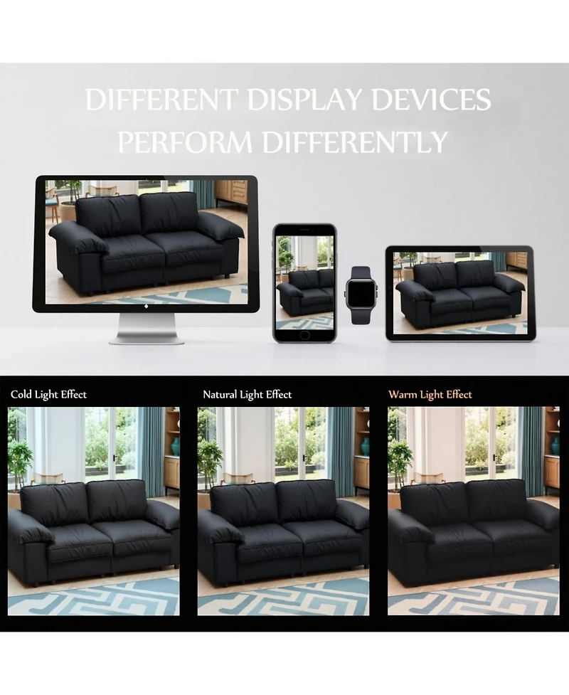 Streamdale Furniture Black Faux Leather Storage Loveseat - Modern 2-Seater Sofa