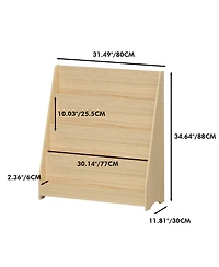 Streamdale 4-Tier Kids Bookshelf, Toddler Book Display, Natural