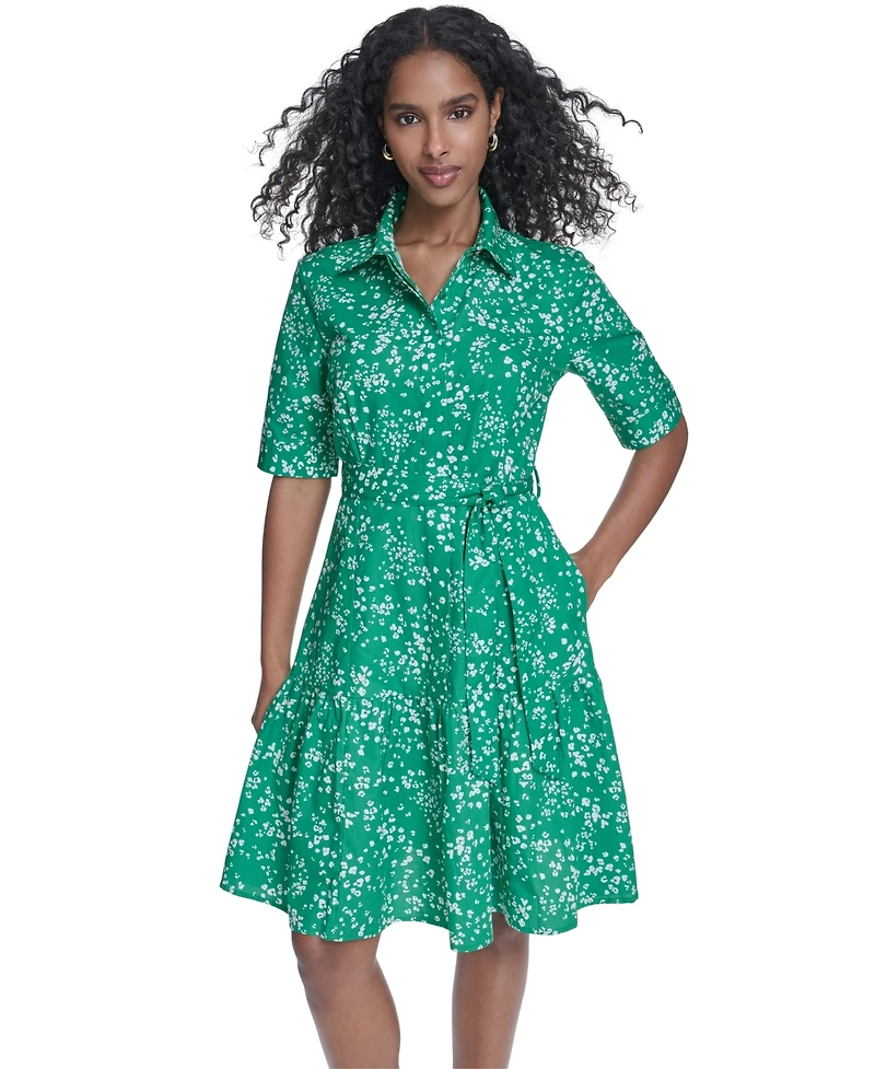 Calvin Klein Women's Short-Sleeve Tiered Shirt Dress