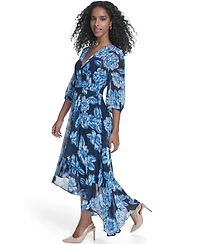 Calvin Klein Women's Balloon-Sleeve Faux Wrap Dress