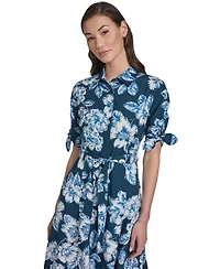 Calvin Klein Women's Tie-Sleeve Collared Dress