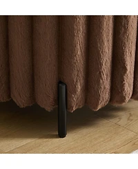 Streamdale Furniture Upholstered Round Ottoman with Metal Legs - Brown