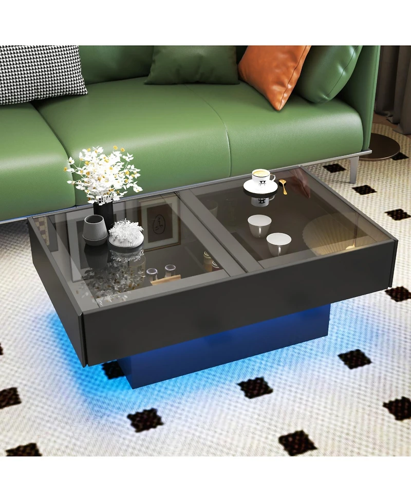 Streamdale Furniture Coffee Table Sliding Top Hidden Storage Extendable