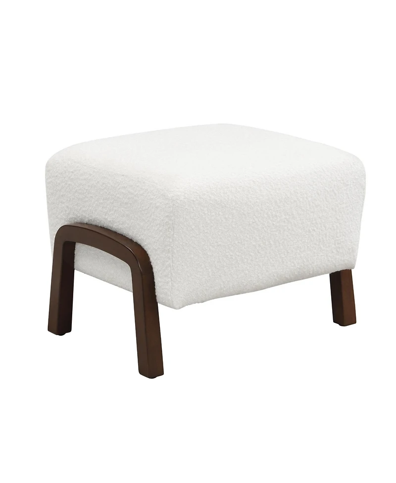 Streamdale Furniture Upholstered Ottoman, Wooden Legs, Boucle