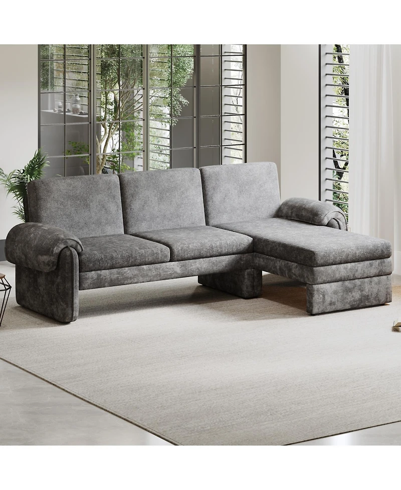 Streamdale Furniture 94" Convertible Futon Sofa Bed Chaise & Pillows