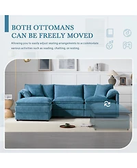 Streamdale Furniture Chenille Modular Sectional Sofa with Ottoman