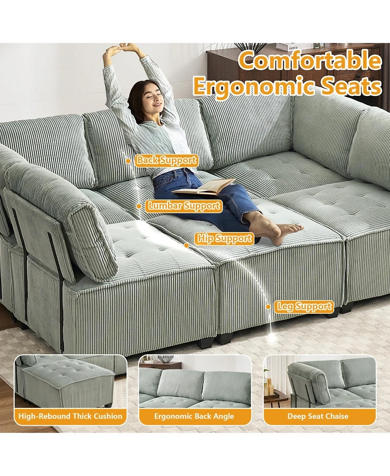 Streamdale Furniture U-Shaped Modular Sectional Sofa with Reversible Chaise