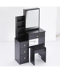 Streamdale Furniture Compact Vanity Set Sliding Mirror, Storage Drawer, Cushioned Stool, Epa/Gcc/Ul Certified