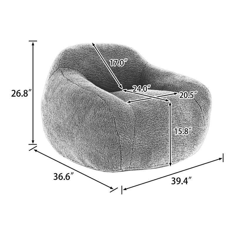 Streamdale Furniture Cozy Bean Bag Chair with Armrests Spacious and Memory Foam Filled