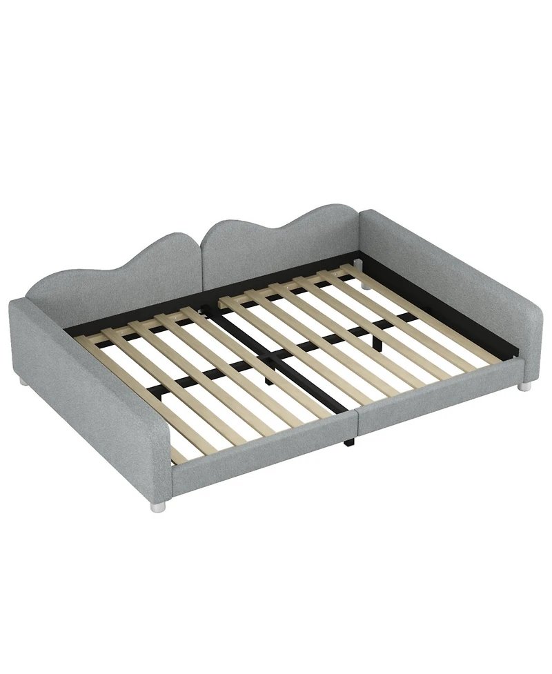 Streamdale Furniture Full Upholstered Daybed, Sherpa Fabric Sofabed with Cloud-Shaped Backrest, No Box-spring Needed