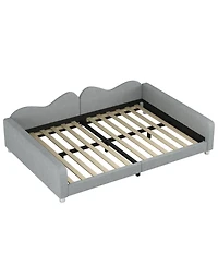 Streamdale Furniture Full Upholstered Daybed, Sherpa Fabric Sofabed with Cloud-Shaped Backrest, No Box-spring Needed