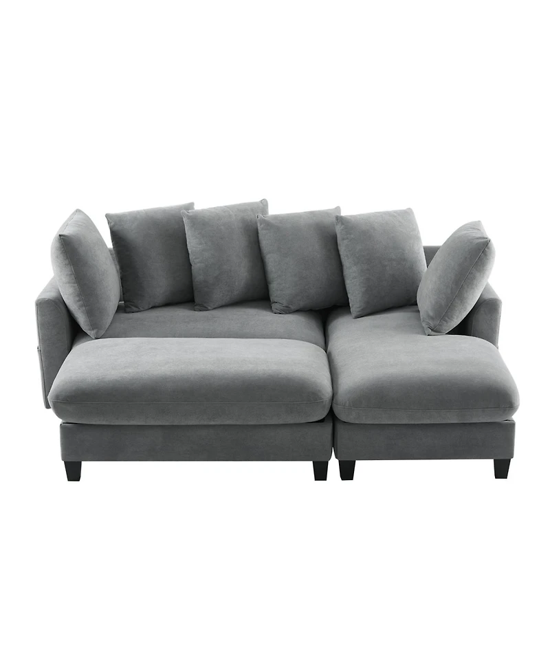Streamdale Furniture 83" Sectional Sofa with Storage Ottoman & Pillows