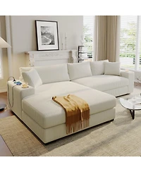 Streamdale Furniture Large Sectional Sofa Thick Cushions Cup Holders & Charging