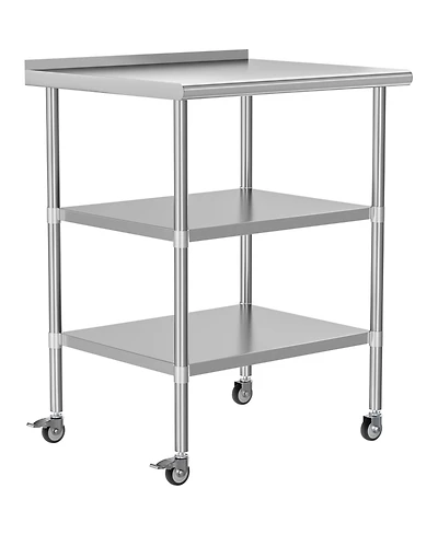 Streamdale Furniture Stainless Steel Work Table 24x36 w/ Shelves & Backsplash