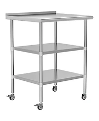 Streamdale Furniture Stainless Steel Work Table 24x36 w/ Shelves & Backsplash