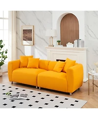 Streamdale Furniture 89" Yellow Sofa with Metal Legs & Pillows