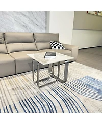 Streamdale Furniture Sintered Stone End Table Silver Metal Frame