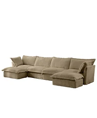 Streamdale Furniture Slipcovered U Shape Sectional Sofa Camel Corduroy