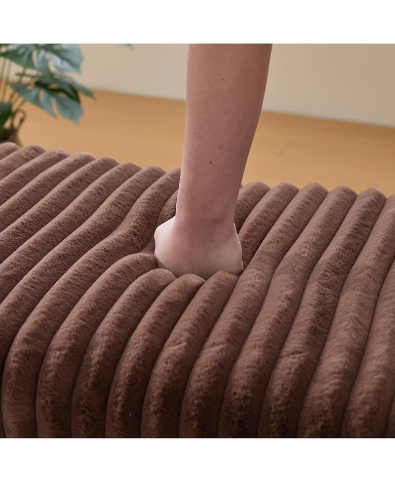 Streamdale Furniture Upholstered Ottoman Coffee Table with Storage Shelf - Brown