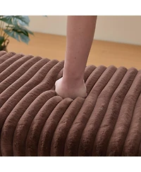 Streamdale Furniture Upholstered Ottoman Coffee Table with Storage Shelf - Brown