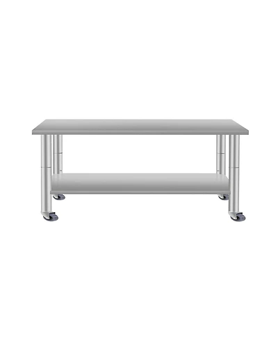 Streamdale Furniture 60" Stainless Steel Kitchen Prep Table w/ Shelf & Wheels