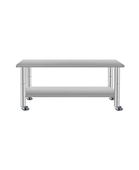Streamdale Furniture 60" Stainless Steel Kitchen Prep Table w/ Shelf & Wheels