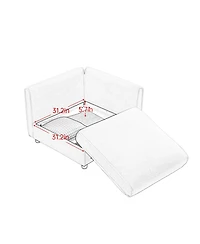 Streamdale Furniture White Chenille Sofa with Storage & Ottoman