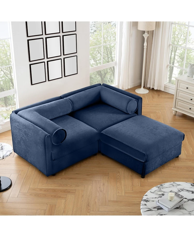 Streamdale Furniture Chenille 2-Seater Sofa with Ottoman Storage