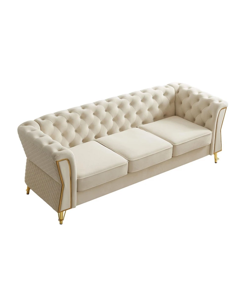 Streamdale Furniture Modern Tufted Velvet Sofa 87.4 inch for Living Room
