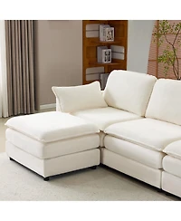 Streamdale Furniture Streamdale Plush Cloud 3 Seater Sofa & Ottoman - Beige Chenille Cushions & Throw Pillows