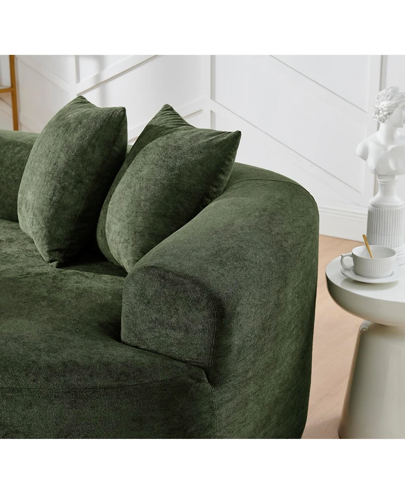 Streamdale Furniture Modern Cloud Green Chenille Curved Sectional Sofa