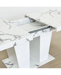 Streamdale Furniture Extendable White Faux Marble Dining Table
